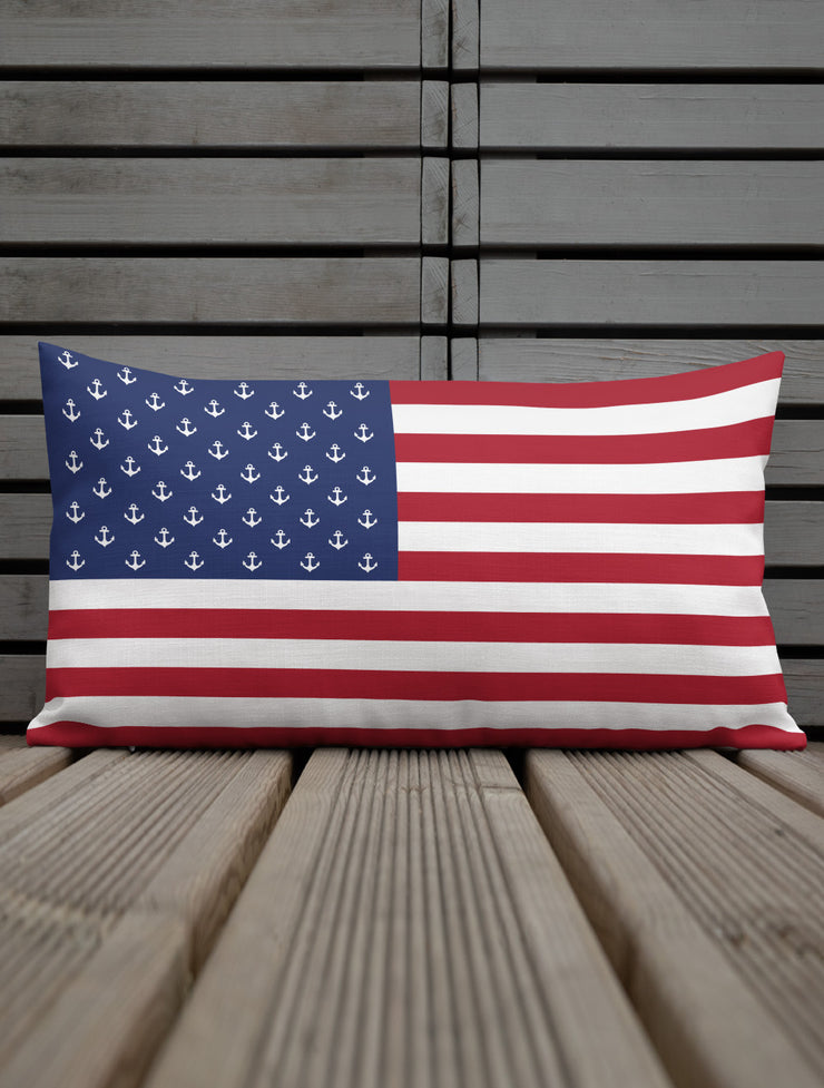 American Flag Anchors Pillow - Nice Aft