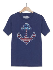 Vintage American Flag Anchor T-Shirt - Nice Aft