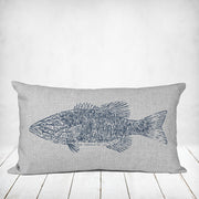 Vintage Bass Fish Lakehouse Pillow - Nice Aft