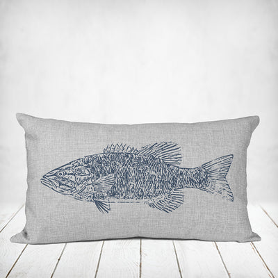 Vintage Bass Fish Lakehouse Pillow - Nice Aft