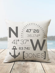 Nautical Pillow | Custom Coordinates Decor - Nice Aft