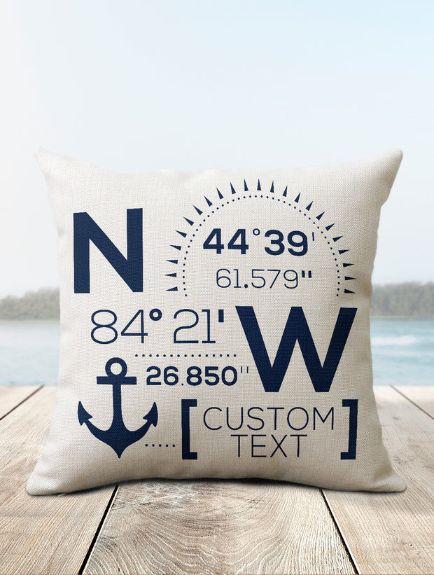 Nautical Pillow | Custom Coordinates Decor - Nice Aft