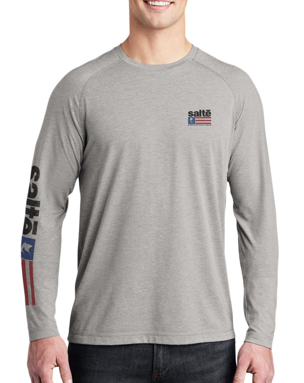 Men's Saltē American Flag Quick-Dry Long Sleeve Fishing Shirt - Nice Aft