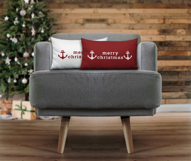 Merry Christmas Anchor Pillow - Nice Aft