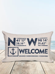 Custom Nautical Coordinates Pillow - Nice Aft