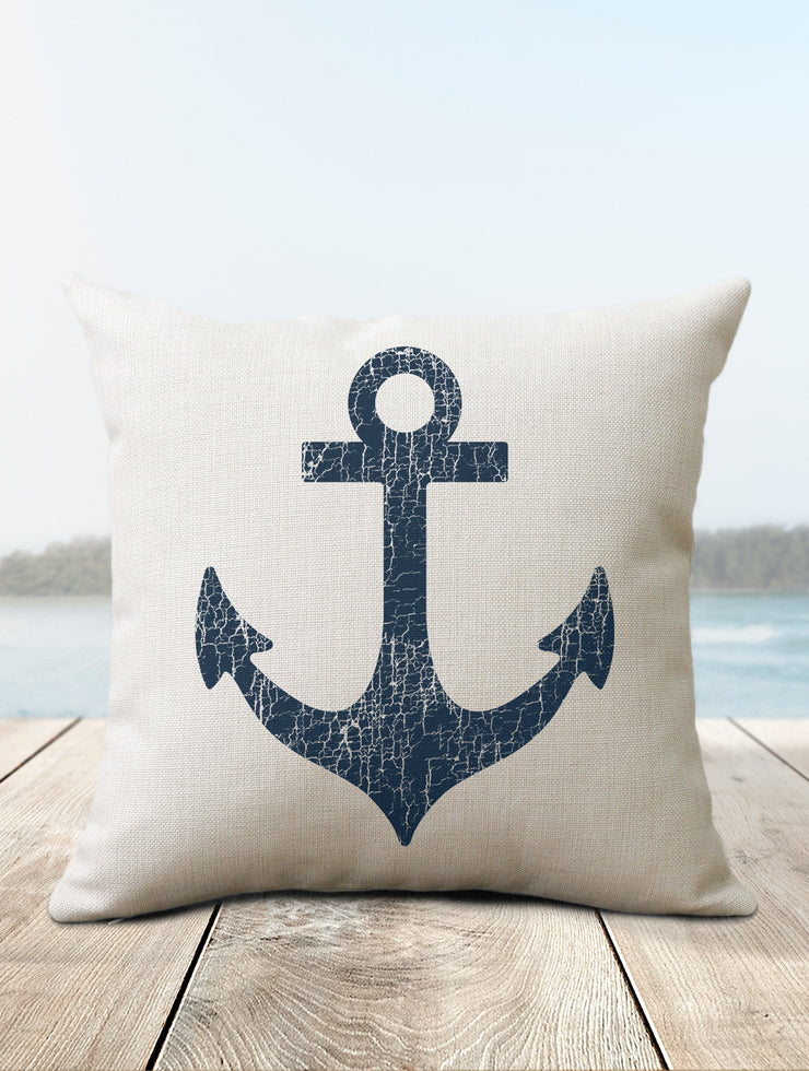 Vintage Anchor Nautical Pillow - Nice Aft