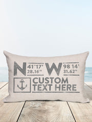 Custom Nautical Coordinates Pillow - Nice Aft