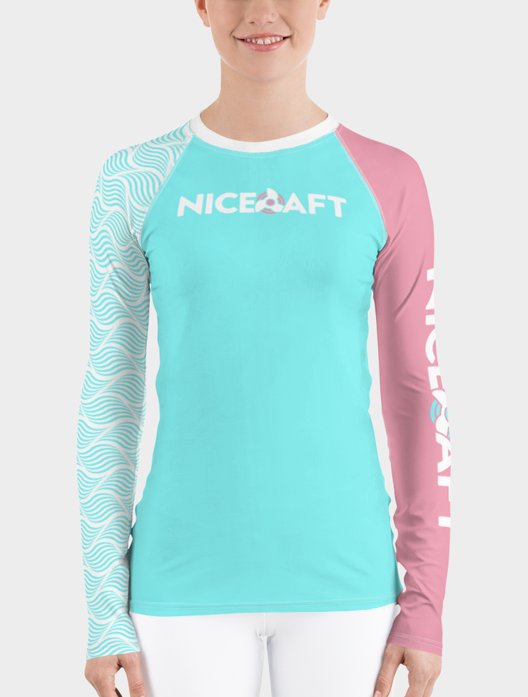 UV Rash Guard Shirt | Women's Teal Waves Rash Guard - Nice Aft