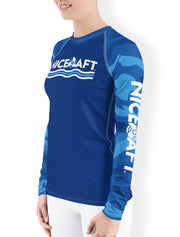 UV Rash Guard Shirt | Women's Blue Camo Rash Guard - Nice Aft